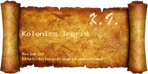 Kolonics Ingrid névjegykártya